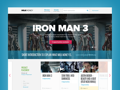 Homepage blue carousel design futura hero homepage iron man pink slider ui web site website