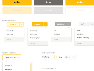 Kit of parts - Buttons buttons design dropdown select box ui web app