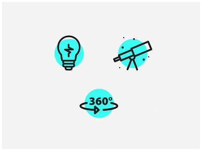 Kids Discover - Icons 360 blue design icon icons lightbulb telescope ui user interface