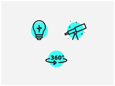 Kids Discover - Icons 360 blue design icon icons lightbulb telescope ui user interface