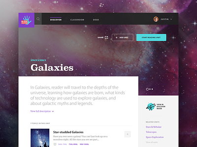 Kids Discover - Galaxies Unit View color galaxies interface kids discover space ui