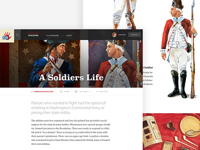 Kids Discover - American Revolution Topic View interface ui web app web design website