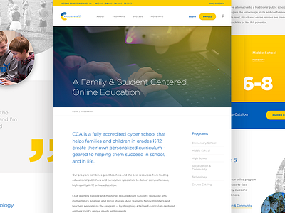 CCA / Programs Page charter school gotham gradient interface ui website yellow