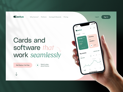 🌵 Cactus Neobank – Landing Page & App Design