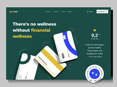 Web Design: Fintech Landing Page for WellBank bank account bank card banking card cards finance fintech home page landing page web web design web site