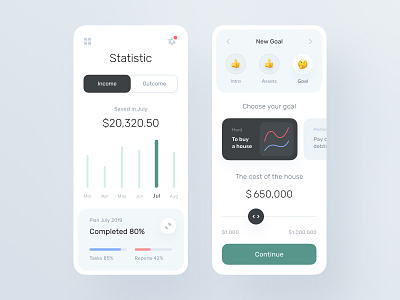 Statistic and Setting Goals pages for Banking app balance bank account bank card calendar cards chart design system finance app fintech interface management app mobile payment prepaid product design statistics subscribe subscription subscriptions ux design