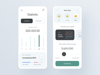 Statistic and Setting Goals pages for Banking app balance bank account bank card calendar cards chart design system finance app fintech interface management app mobile payment prepaid product design statistics subscribe subscription subscriptions ux design