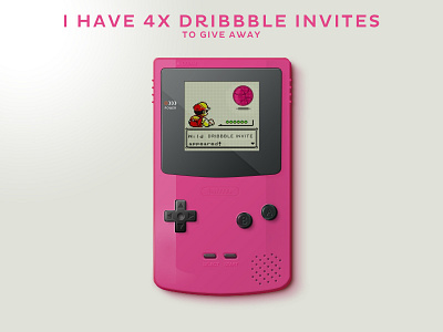 Gameboy Dribbble Invite color dribbble invite game gameboy invite lighting nintendo pokemon