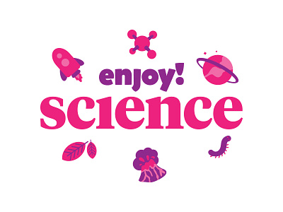 Identity for Enjoy Science a educative language program. branding icon identity illustration simple