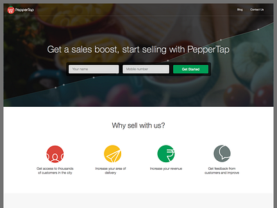 PepperTap Vendors Landing Page