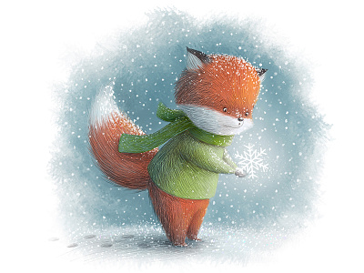 Magical Snowflake animal art drawing fox illustration kidlitart snow snowflake winter winter illustration