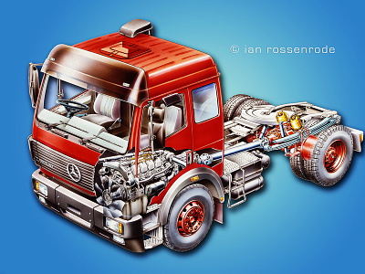 Mercedes Truck brochure illustration airbrush art brochure illustation mercedes benz truck illustration