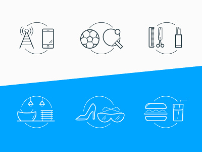 Business types icons blue business enterprice icon illustration of point pos sale simple tech types