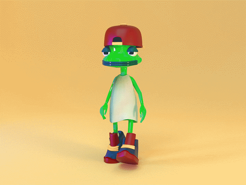 MC Frog 3d 3d art 3d character 3d modeling c4d character design cinema 4d cinema4d frog walkcycle