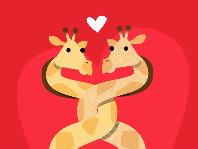Giraffes in love 2d animal animation character girafa giraffe love valentines day wild