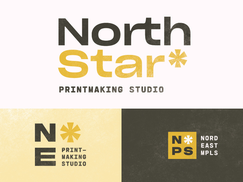 North Star Printmaking Studio printmaking minimal simplicity north star star system type lockup type logo branding