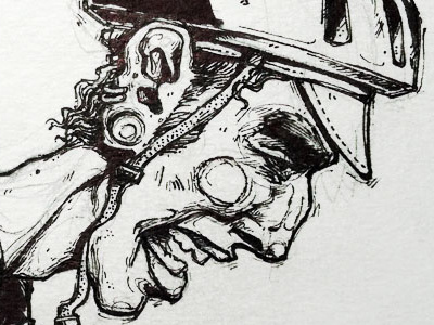 Almanzo 100 Entry Postcard almanzo postcard illustration ink lineart biker