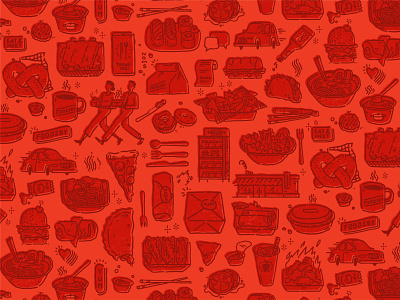 Foodsby Brand Illustrations delivery doodle flavor food illustration pattern stylized takeout
