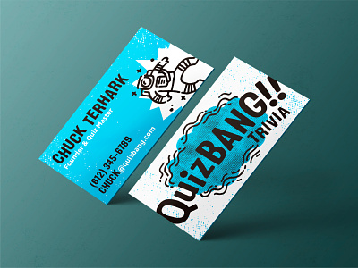 Quizbang!! Cards branding bright business card doodle grit grungy halftone illustrative playful pop