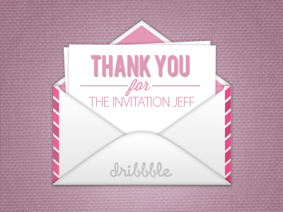 Thanks Jeff! debut drafted dribbble envelope mail pink