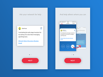 Some screens for on-boarding in an app