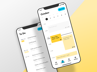 Calendar & ToDo app Concept app calendar concept ios todolist ui ux xd yellow