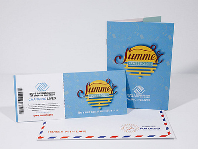 Passport to San Diego branding campaign clean design fundraiser marketing collateral nonprofit print