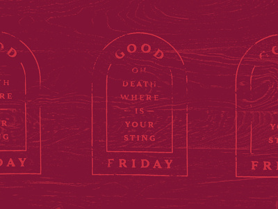 Good Friday badge distress goodfriday lockup pink red texture tomb type wood woodgrain