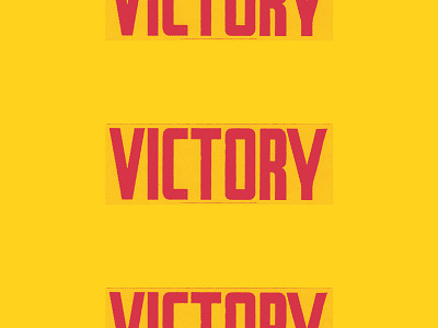 Victory badge bold font condensed halftone texture type typography yellow