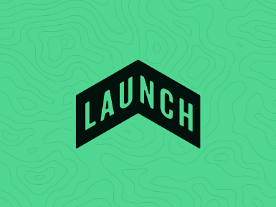 Launch arrow brand green identity logo mark topographic map type typography upward
