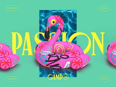 Passion Camp 2022 3d badges camp canopée color design float font graffiti icons logo passion pool summer type typography wordmark
