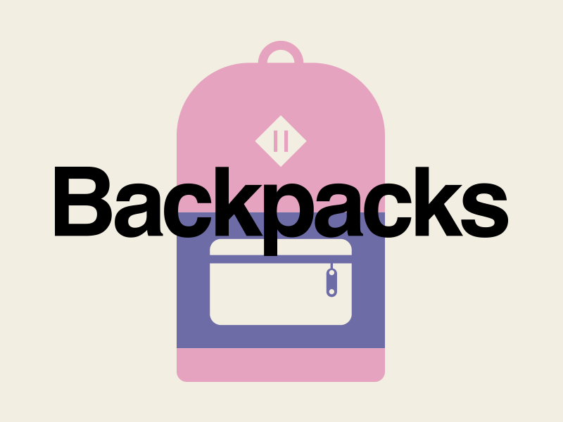Backpacks animation color design helvetica type vibrant