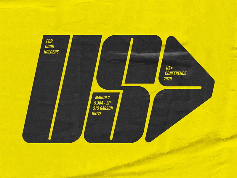 Concept for US> Conference atlanta bold bright collage customtype cutout distressed font georgia italic logo mark paper torn type yellow