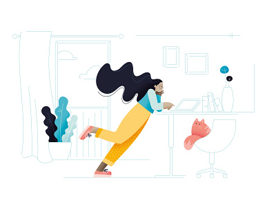 Remote Jobs Series design editorial home illustration job remote vector woman work