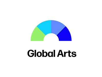 Global Arts Logo abstract blue circle elegant flag green half logo music simple