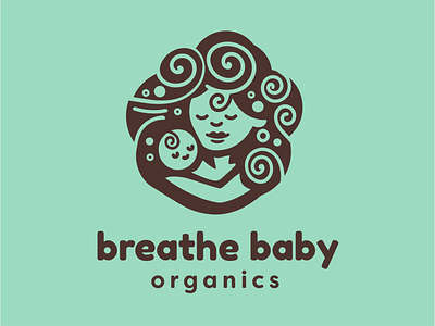Organic baby skincare logo air baby breath breathe care child cuddling logo lotion natural organic safe safety shield skincare woman