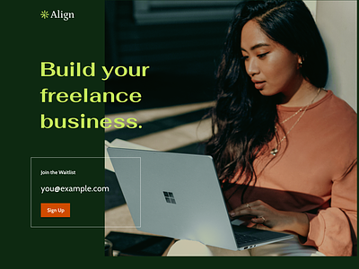 Freelance Business SaaS email form green landing page modern opt-in signup subscribe trendy ui website