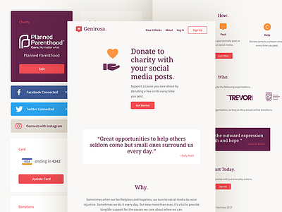 Genirosa charity donate donation gold micro nonprofit orange purple red social media yellow