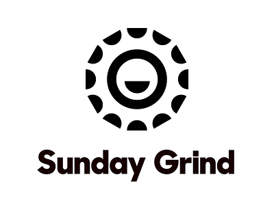 Sunday Grind Logo WIP cog face happy logo smile sun wip