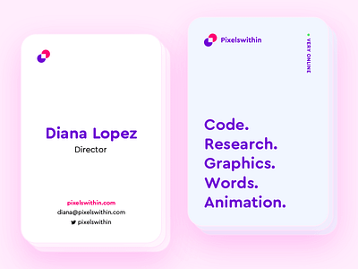 Business Cards agency animation business cards code graphics research studio words
