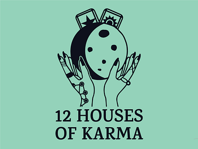 12 Houses Of Karma Logo cards doula green hands karma logo moon tarot