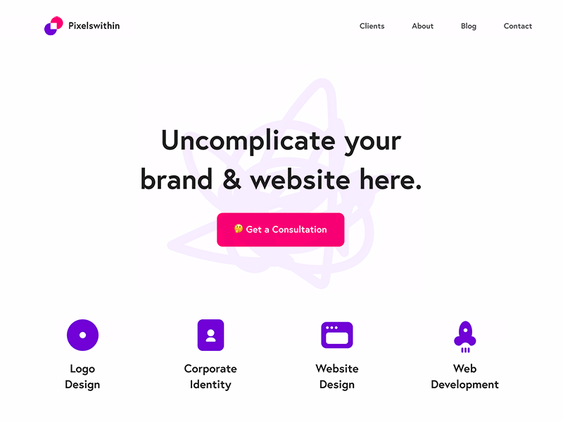 Portfolio Redesign branding button emoji icons pink portfolio purple ui web designer website
