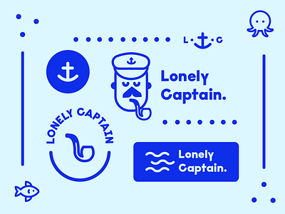 Logo System blue captain fish logo lonely nautical navy ocean octopus sad sailor sea system wave