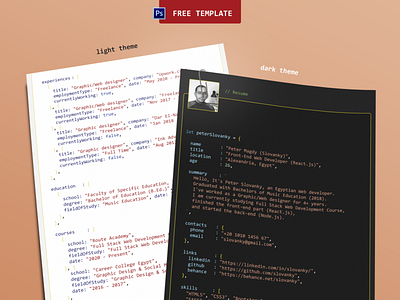 Free PSD Resume/CV Template for Programmers a4 cv template dark free light programmers psd resume resume cv