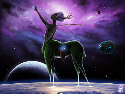 Centaur centaur charactret devu digitalart earth illustration space stars