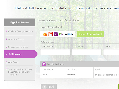 Scoutmode design - Adult leader sign up