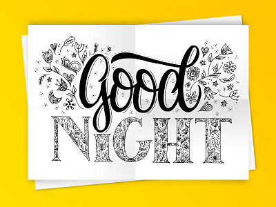 Good Night illustration lettering poster