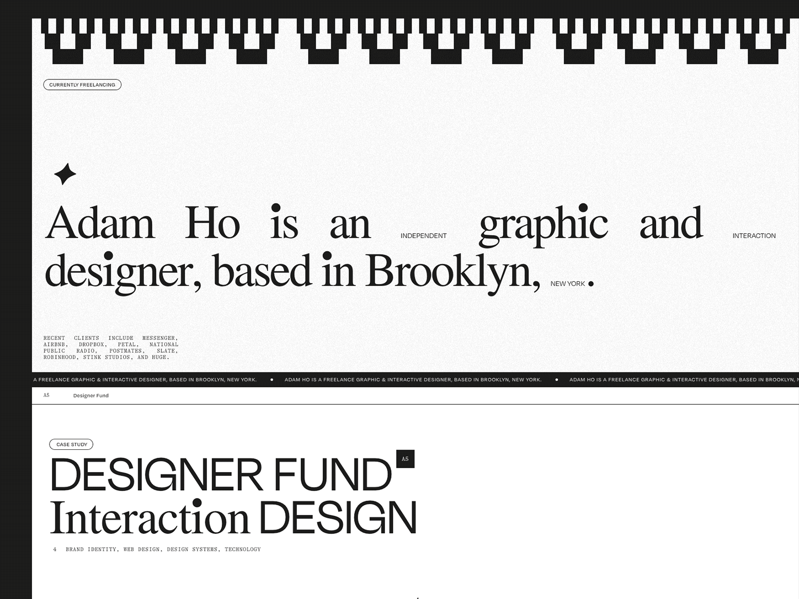Portfolio – Homepage degular interaction design layout portfolio times new roman typography web design