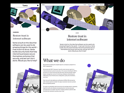 Vanta — Careers Pages collage typography visual identity web design