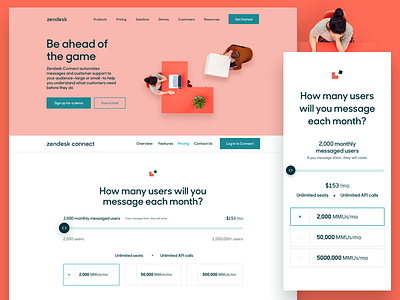 Zendesk Connect — Pricing mobile pricing web design website zendesk